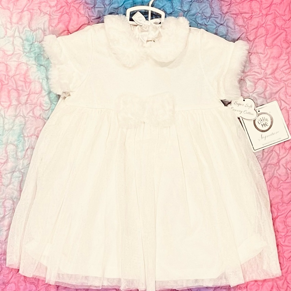 Little Me Ivory Baby Dress with Bow